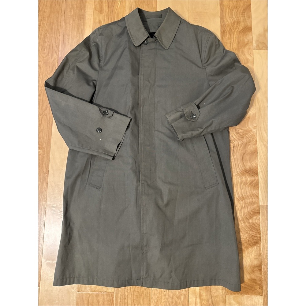 Vintage Koratron Raincoat With Fleece Liner 44" Chest - Army Green Olive GUC